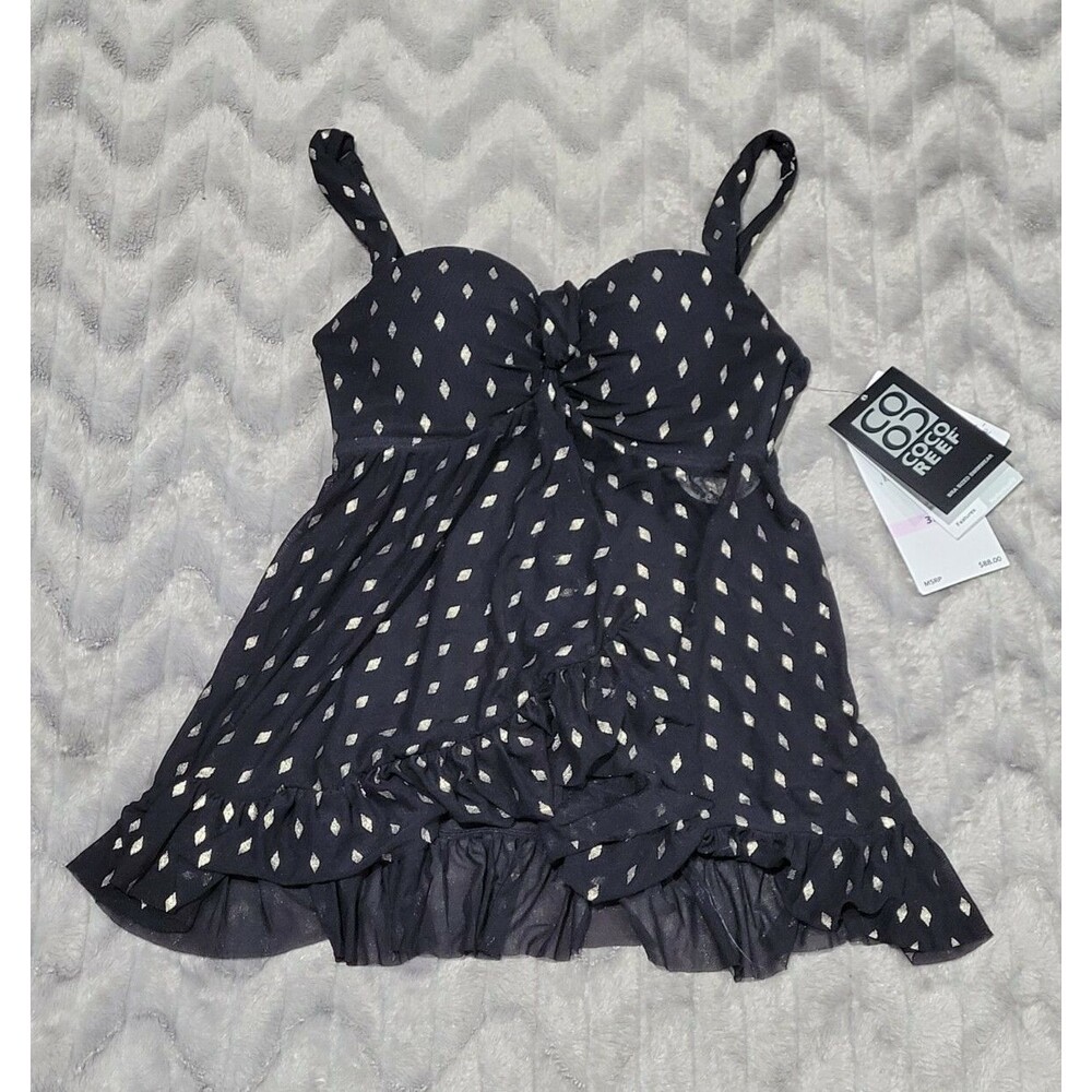 Coco Reef Womens 32 C Black Gold Diamond Allure Tankini Swimsuit Top NWT
